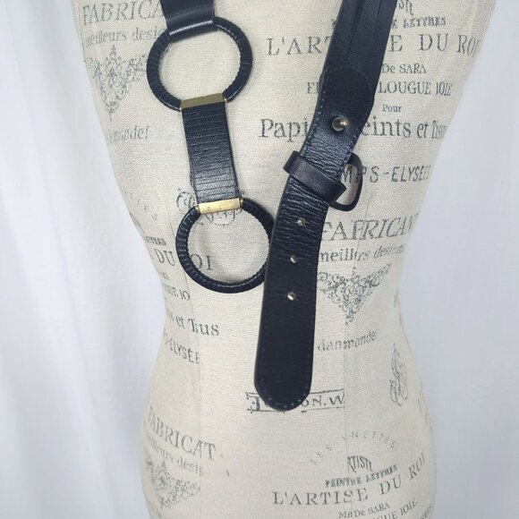 Vintage Linea Pelle Leather Black Belt Small Gold main image 7
